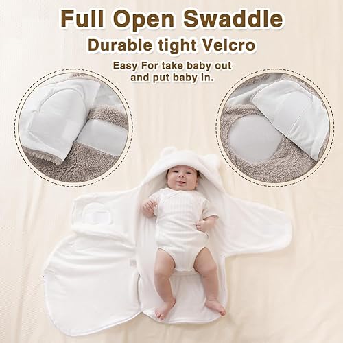 Image of AiWMGL Baby Swaddle Boys Girls 3-6 Months Fleece Winter Warm Adjustable Newborn Swaddling Wrap Soft Blanket Sleeping Sacks Infant