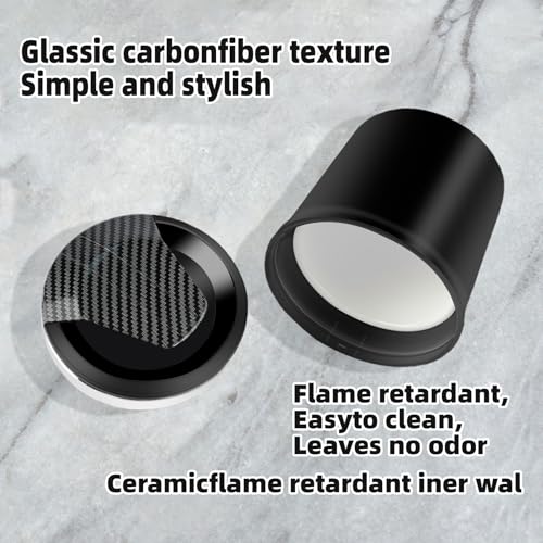 Image of Car Ashtray Smell Proof with Lid,Smokeless Ashtray for Car cup holder with Carbon Fiber Pattern, Portable Ash Tray Ceramic Inner Wall with LED, Men's Gift for Travel, RV,Outdoor,Home