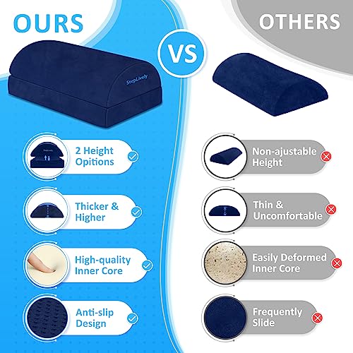 Image of StepLively Foot Rest for Under Desk at Work, Comfortable Foot Stool with 2 Adjustable Heights, Footrest with Washable Cover, for Back & Hip Pain Relief, Suitable for Office, Home, Car, Blue, X-Large