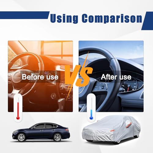 Kayme 6 Layers Car Cover Custom Fit for Lexus ES ES300 ES330 ES350 ES300h (2001-2025) Waterproof All Weather for Automobiles, Outdoor Full Cover Rain Sun UV Protection.Silver - Image 5