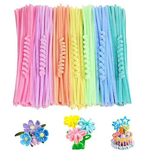 Pipe Cleaner for Craft Flower, Diy Flower Making Kit, Pipe Cleaner, 100 Pcs Mixed Color Pastel Pipe Cleaners, Flexible DIY Craft Supplies for Flower Bouquet Handmade Art Projects