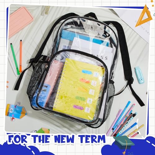 Image of Amylove 100 Pcs Clear Backpack bulk for Stadium Events Heavy Duty PVC Transparent Bookbag for College Workplace Security (15 Inches,Black)