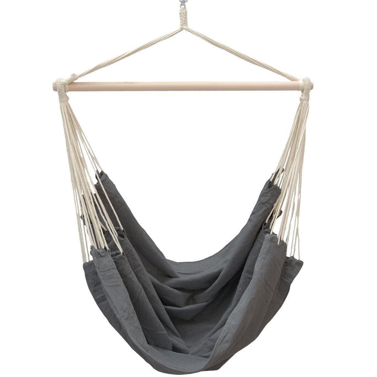 AMANKA XXL Silla Hamaca Colgante 185x130cm hasta 150kg - Jardín Balcón y Terraza - Columpio para 2 Personas - 100% Algodón - Rotación 360° Giratoria - Interior y Exterior - Adultos y Adolescentes
