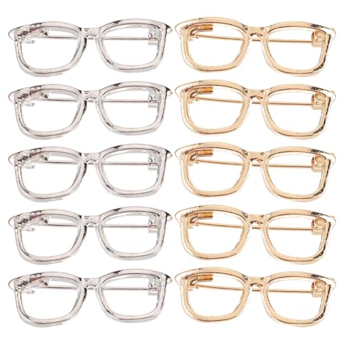 Broches de gafas Toyvian de aleación dorados y plateados para vestidos y trajes 10 uds
