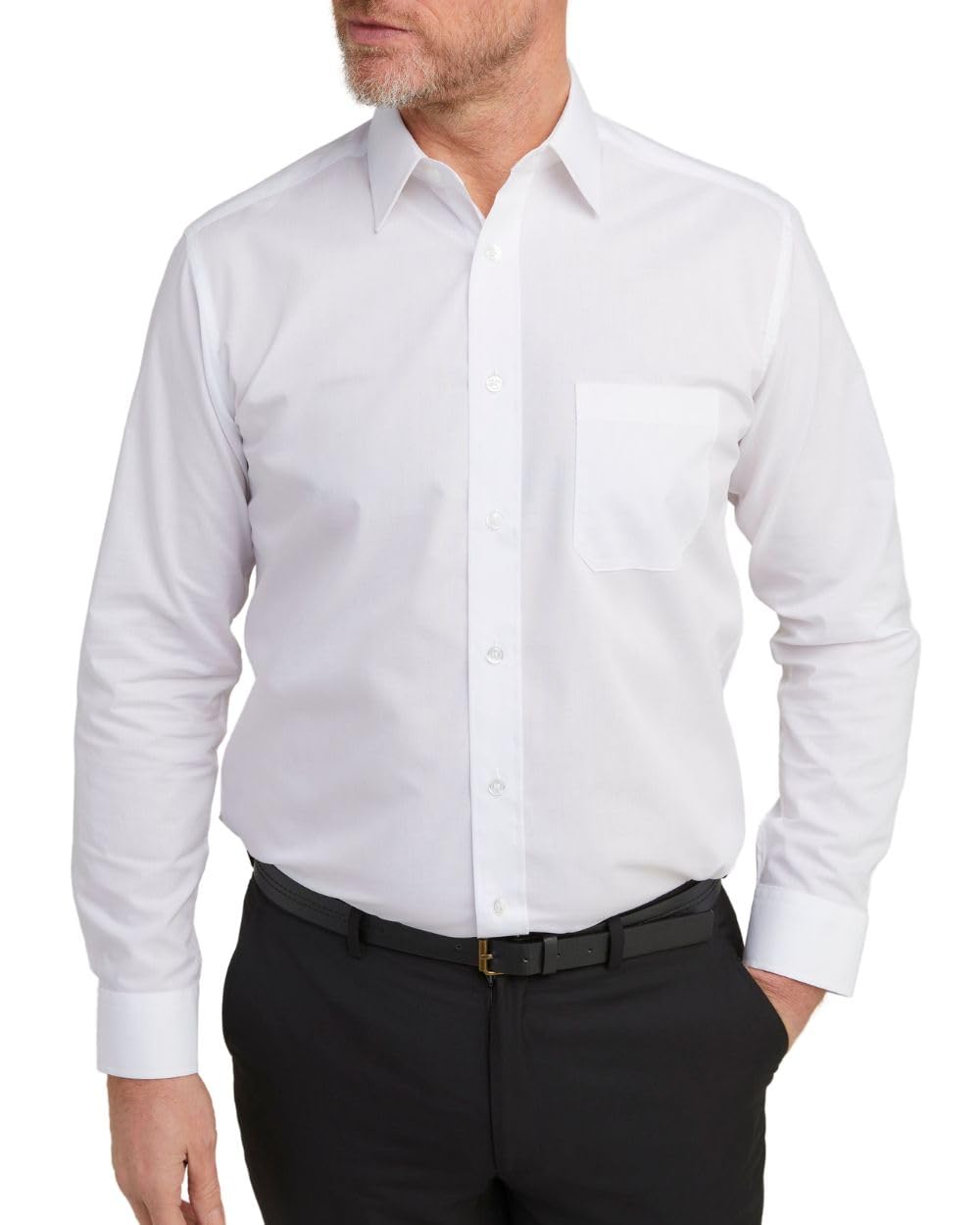 Men's Long Sleeve Shirt Extra Tall Fit Button Formal Business Shirt, White