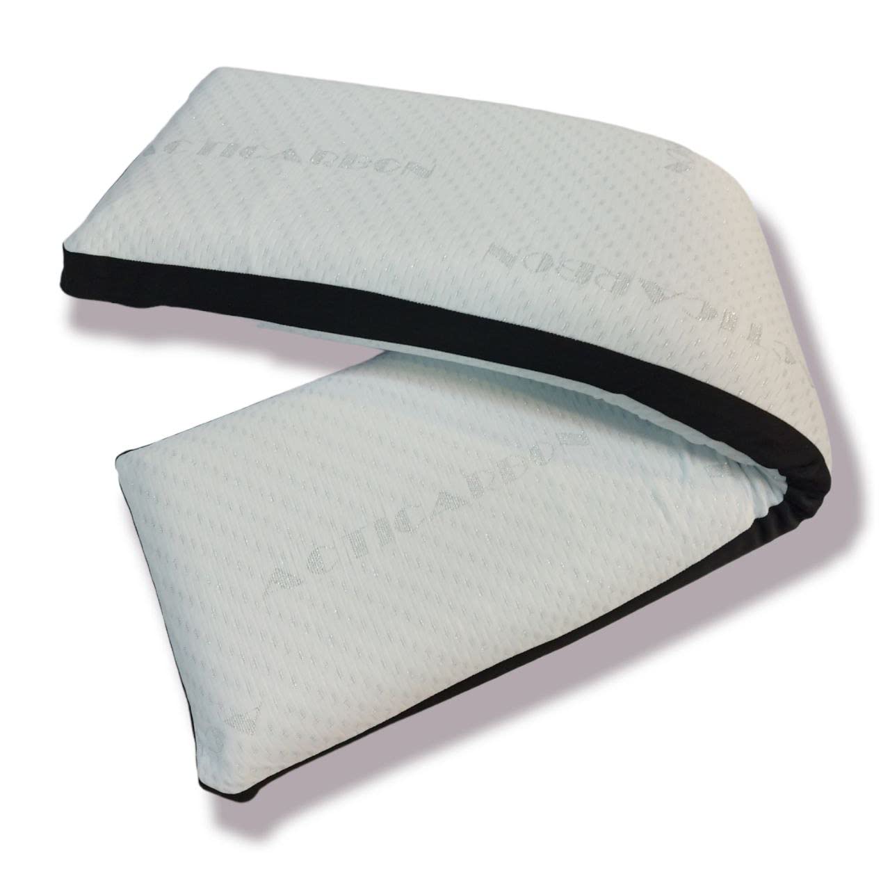 Almohada viscoelástica de carbono activo - Elimina olores, estática, humedad y bacterias - Transpirable Microperforada doble funda - Suave y cómoda - Recomendada para personas con alergias (135 cm)