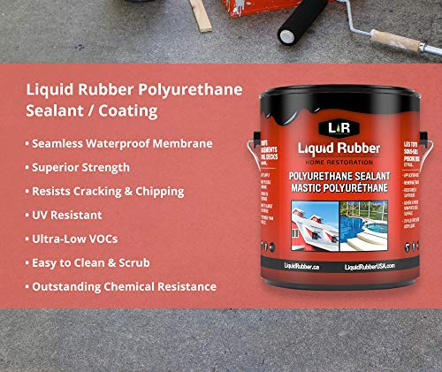 Liquid Rubber Polyurethane Sealant - Easy to Apply - UV Resistant - Indoor and Outdoor Coating - White, 5 Gallon