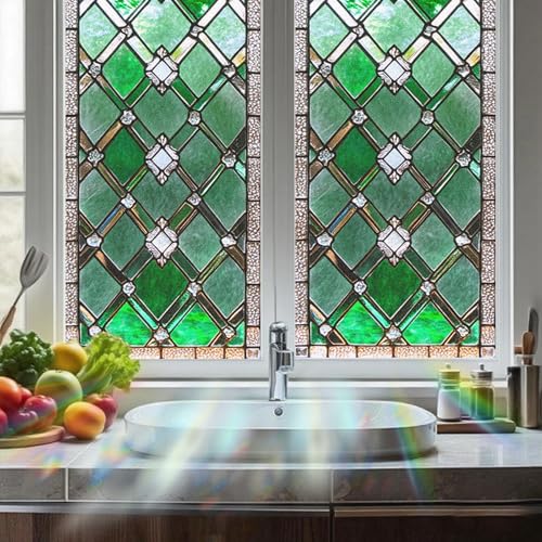 Image of Nuxovilar Sparkle Stained Glass Style Window Film 17.5x39.4 in PVC