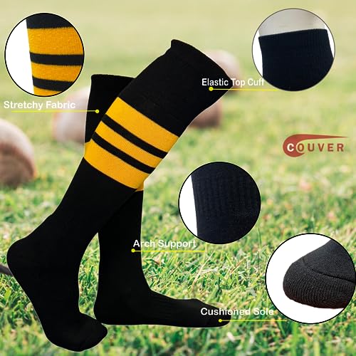 COUVER Unisex Striped Knee High Softball Baseball Team Sports Socks, 1 Pair4