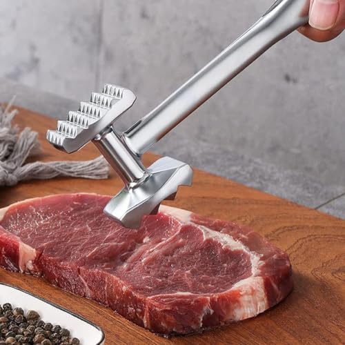 Image of Gourmet Multi Sided Meat Hammer - Meat Tenderizer for Pounding Meats, Nuts, Shellfish, ect, Hang Hole for Easy Storage, Hand Wash, Both Size