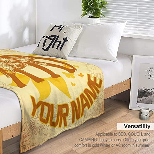 Custom Elephant Throw Blanket for Teen - 50x60 Inches Throw Size - Soft Fluffy Cozy Blankets Gift - Yellow Novelty Blanket Throws for Living Room Decorative