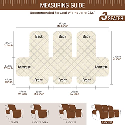 Taococo Recliner Sofa Slipcover Couch Covers For 3 Cushion Couch, Pet Sofa Cover For 3 Seat Recliner Sofa, Washable Reclining Sofa Cover Furniture Protector With Elastic Straps(3 Seater, Brown) #TOP4