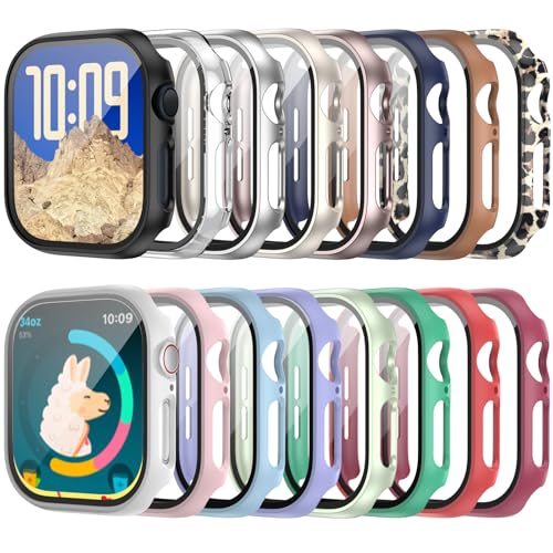 COMMUTER 16 Pack Cases for Apple Watch Series 11/10 46mm Screen Protector, (2025 New) Hard PC Ultra-Thin Protective Face Cover Built-in Tempered Glass Film for iWatch 11/10 46mm