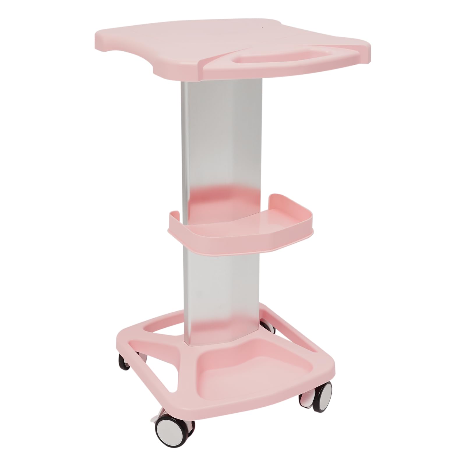 3-Tier Rolling Beauty Trolley, Mobile Lab Cart with 360° Swivel Wheels, Aluminum Alloy and ABS Construction, for Salon, Spa & Esthetician Use, Load Capacity 33 lbs