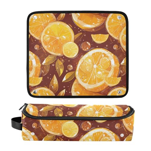 Organizador 2 en 1 para herramientas de cabello Yellow Lemon Slice con tapete resistente al calor, bolsa portátil para viaje para plancha, rizador y secador miniatura 3