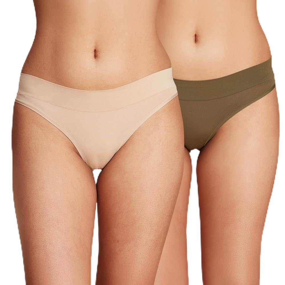 Women 4 Way Stretch Bikini Panty Pack of 2 NYP341 Skin & Olive (S)-image-16