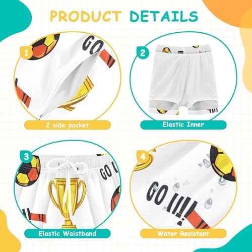 Bolaz Toddler Boys Swimwear Swim Trunks with Compression Liner 4T Football Go4