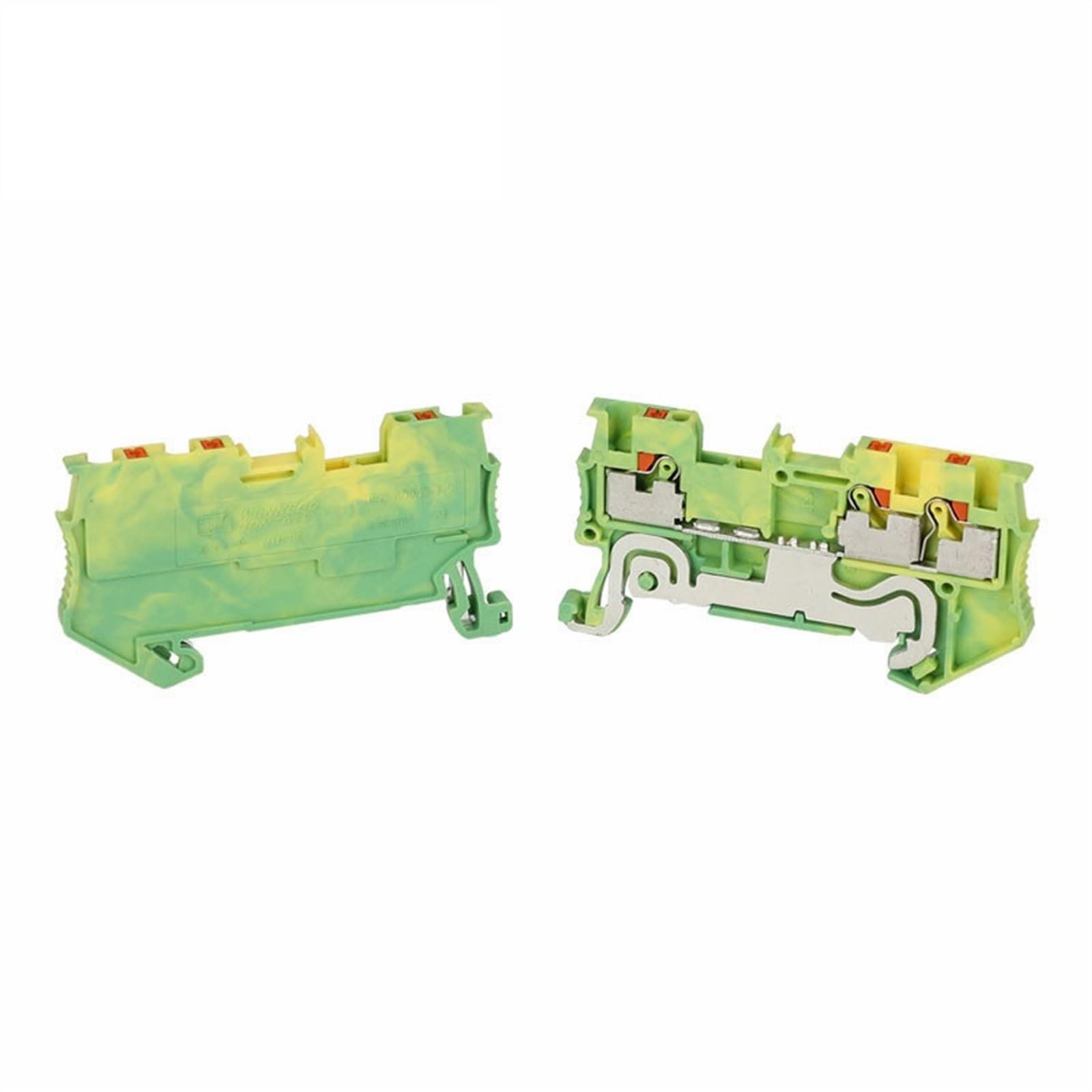 PT1.5-TW-PE Bloque de terminales de carril Din de alimentación a tierra a presión, conector eléctrico de cable con enchufe de 1,5 mm², 1 entrada y 2 salidas, PT 1.5-TW-PE (Color : PT 1.5-TW-PE, Size