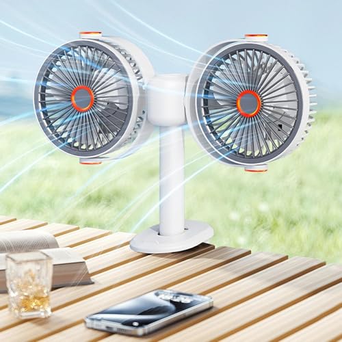 Ventilateurs à clip double tête USB-C à 5 vitesses pour bureau et lit - 4