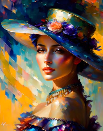 Poster portrait dame au chapeau SERENDIPITP toile 58x90 cm