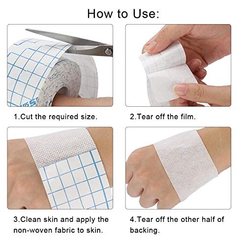 HAMUHA Mesh Breathable Non-Woven Tape Adhesive Bandage Roll Film Dressing Second Skin Healing Protective Adhesive Antibacterial Bandages Flexible Nonwovens 3.9inch*34foot（10cm*10m） (4inch*10.9yard) - Thumbnail 5