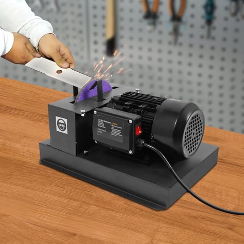 Professional Lawn Mower Blade Sharpener, 2/3HP 500W Lawnmower Blade Grinder w/7-inch Ceramic Grinding Wheel & 2 Spare Sandpaper, Bench Mower Sharpening Machine for High/Low Lift Blades, Gator Blades