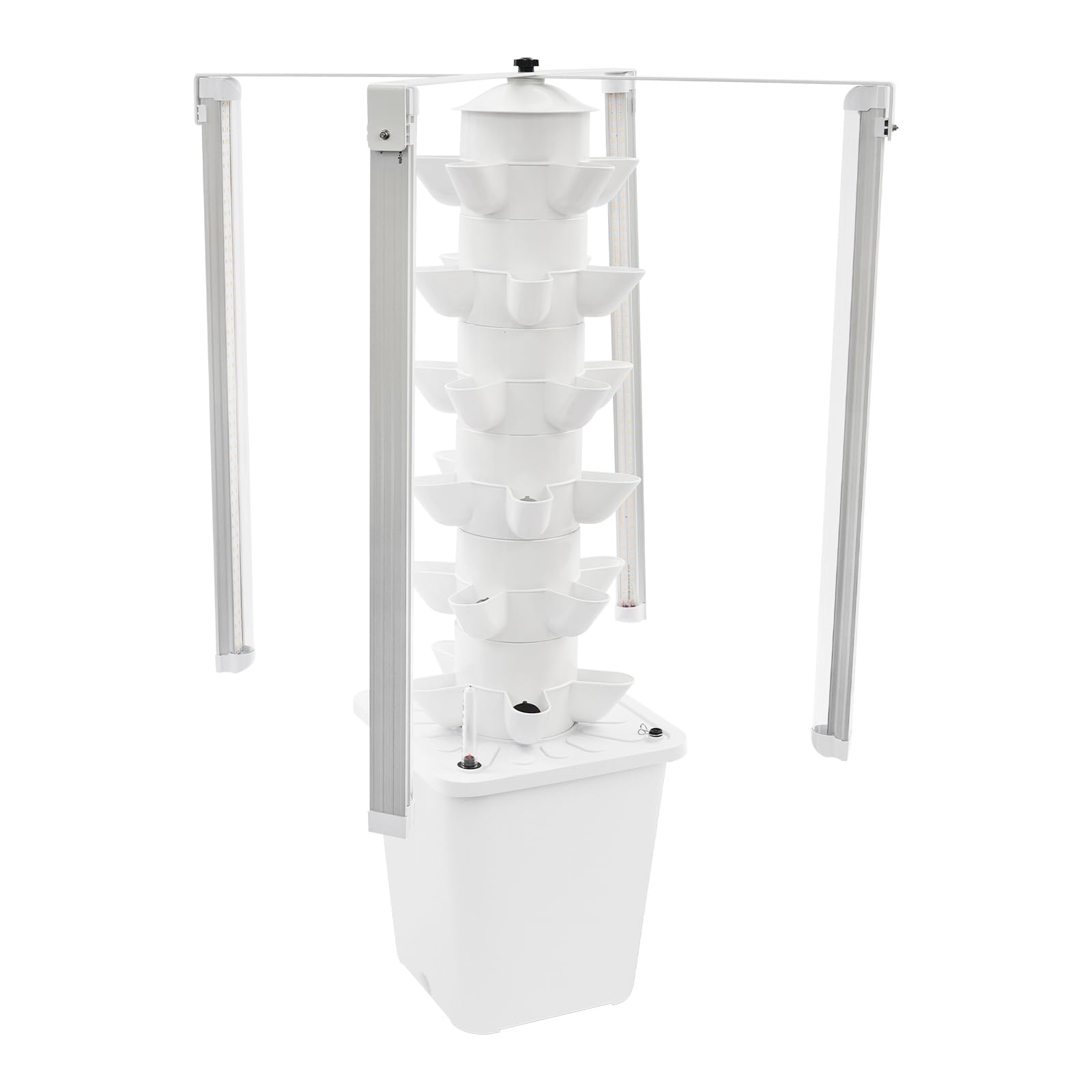 Hydroponic Growing System mit Licht, Vertikal Hydroponik Turm mit 10L Wassertank Garten Hydrokultur Anbausystem Growing Kit für Kräuter Obst (Weiß)