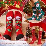 Sock Advent Calendar 2025, 12 pairs Socks for Women Men Christmas Countdown Socks Adults Advent Calendar Surprises Santa Snowman Christmas Tree Xmas Gift Boxes for Party (Green) - Image 3