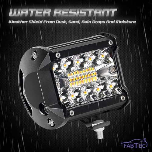 Image of FABTEC 4 Inch bar Light Flashing led Fog Light 19 led with 5 Modes Versatile Off-Road Fog & Spot Flood Beam for Bikes and Scooties with On /Off Switch (White & Yellow) (19 Led 4 Inch) (Set of 2)