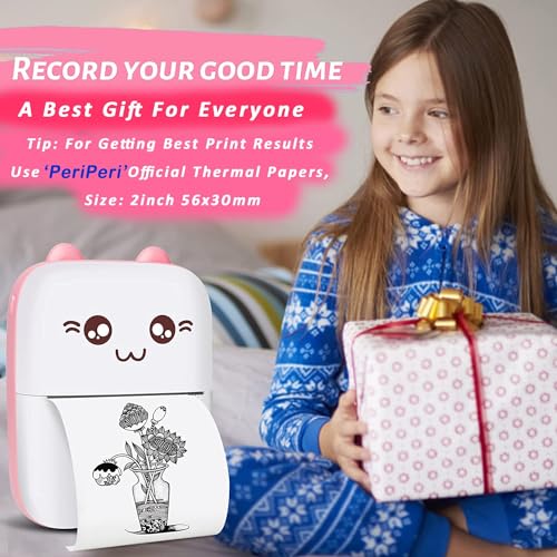 Image of Toys Mini Portable Thermal Printer - Bluetooth Pocket Printer for Kids & Adults, 57mm Inkless Photo & with (1 Roll + 1 Extra Roll) Prints B&W Notes & Stickers (Assorted) with 1 Year Warranty (BG30)