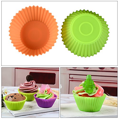 48 Pack Silicone Baking Cups Cupcake Liners - Reusable Silicone Molds Including Round, Rectanguar, Square, Flower Bpa Free Food Grade Silicone #TOP4
