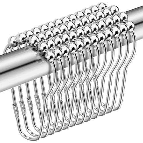 FDCGAS Anillos de Cortina Ganchos - 12 pcs Anillas para Cortinas Argollas para Cortinas Ganchos Cortinas Anillas Cortinas Ganchos Cortina Ducha para Barra de Ducha/Baños/Ventanas