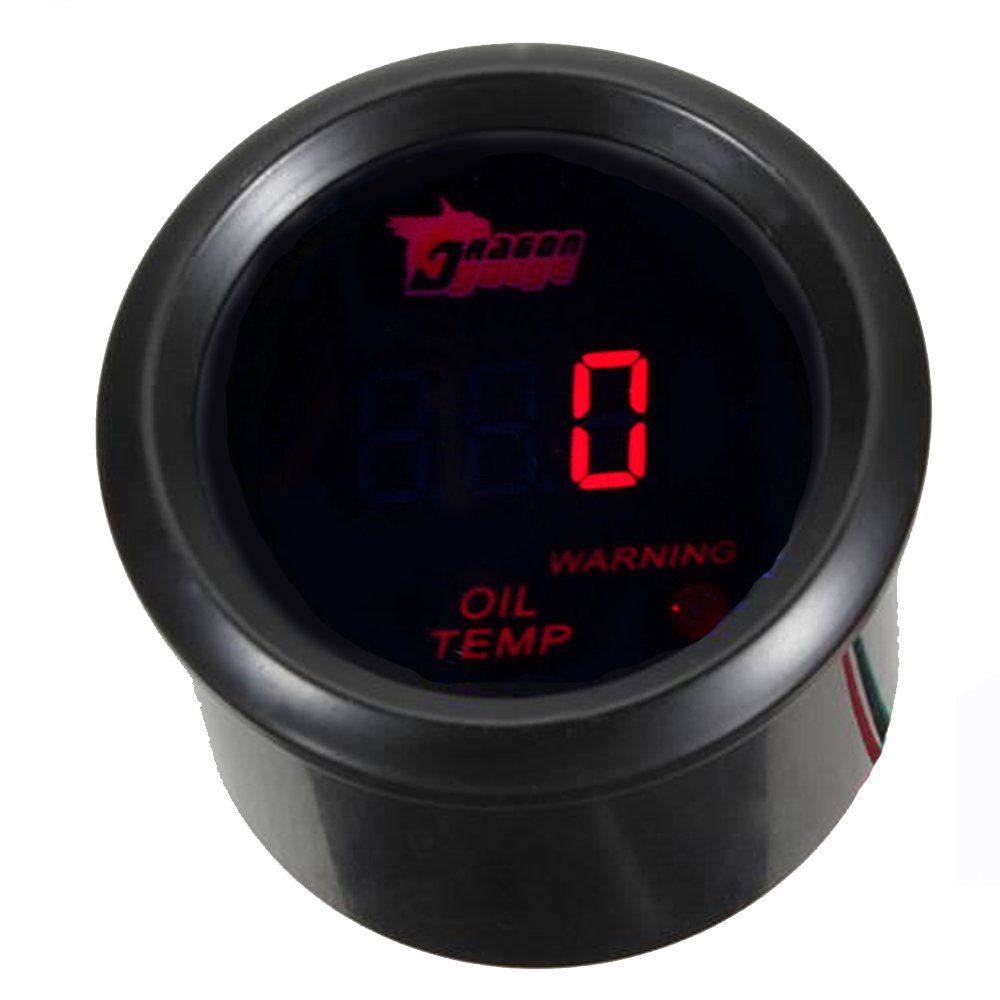 Mintice™ 2" 52mm Black Car Motor Digital Red LED Light Oil Temp Temperature LED Gauge Meter