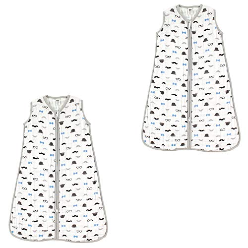 Image of Hudson Baby Unisex Muslin Cotton Sleeveless Wearable Sleeping Bag, Sack, Blanket, Gentleman 2Pk, 18-24 Months