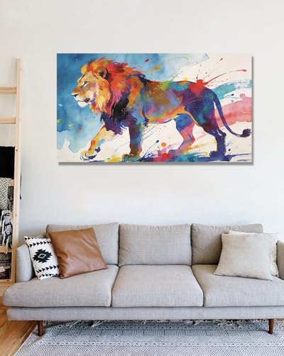 Tableau lion abstrait coloré pour sublimer la déco de votre bureau