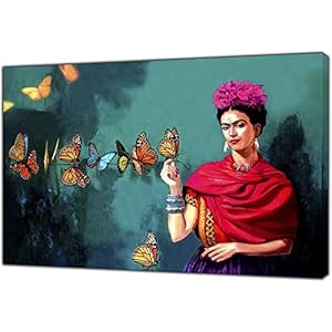 Canvasdruk En Poster, Frida Kahlo En Butterfly Print Op Canvas Wall Art Foto Woondecoratie Canvas Schilderij Voor…