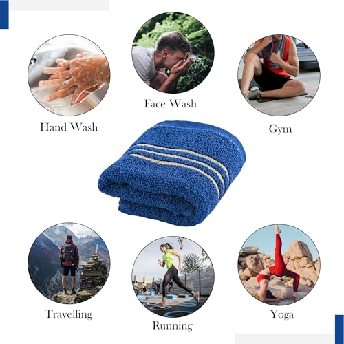 Image of Urbane Home Pack of 6 Soft Cotton Face Towels for Men & Women /Ladies | Easily Washable | Pocket Towels & Workout Gym Napkins for Men -Dark Blue