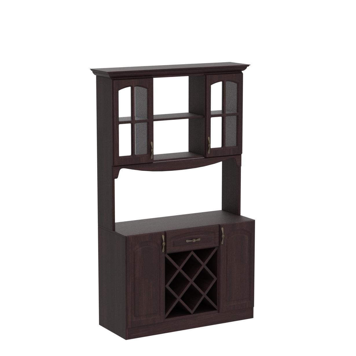 Living Skog Galiano 73'' Pantry Buffet Espresso Buffet with Wine Rack