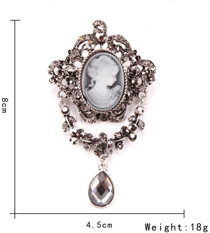 Spilla Spilla da Donna in Metallo con Testa-Statua Spilla con cammeo Spilla Smaltata con Strass per Spille Regalo per Feste da Donna