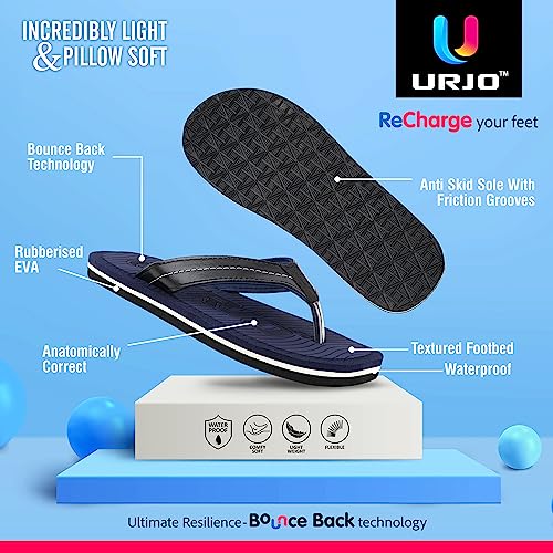 Image of URJO LM 102 Men's Slippers /FlipFlops Lightweight Super Flexible Arch Support Durable Anti Skid & Stylish Dailywear Slippers /FlipFlops for Men