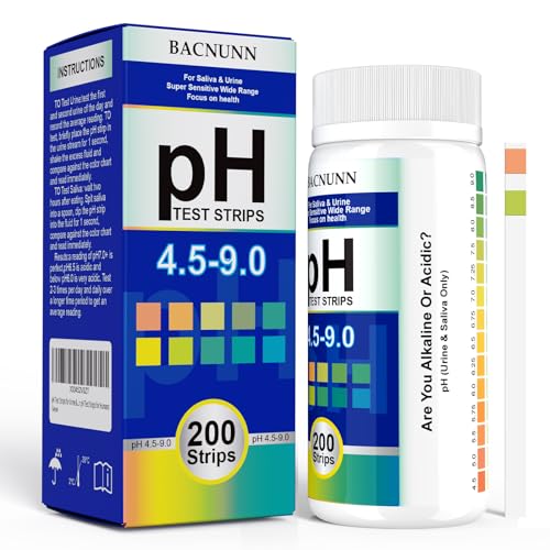 BACNUNN pH Test Strips for Urine &amp; Saliva: 200 Strips pH Paper for Body pH Testing 4.5 to 9.0 - Acid Alkaline Litmus Paper pH Test Strip for Humans
