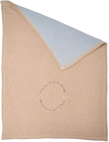 MON AMI Manta de muselina de algodón bordada con corona, 40 x 30 pulgadas, colcha reversible de muselina de verano para niños, manta de algodón para