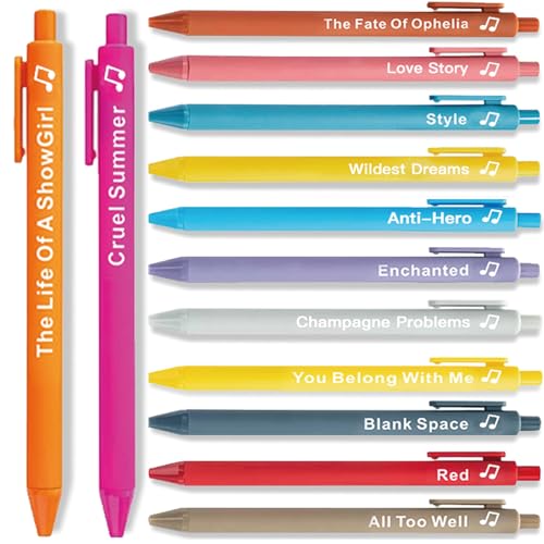 13pcs Tayloris Showgirl Merch Lyrics Pens Set, Music-Inspired Writing Pens for Music Fans, Birthday Party Favors Christmas Gift for Fans, Cute Pens for School and Collectors, Showgirl Theme