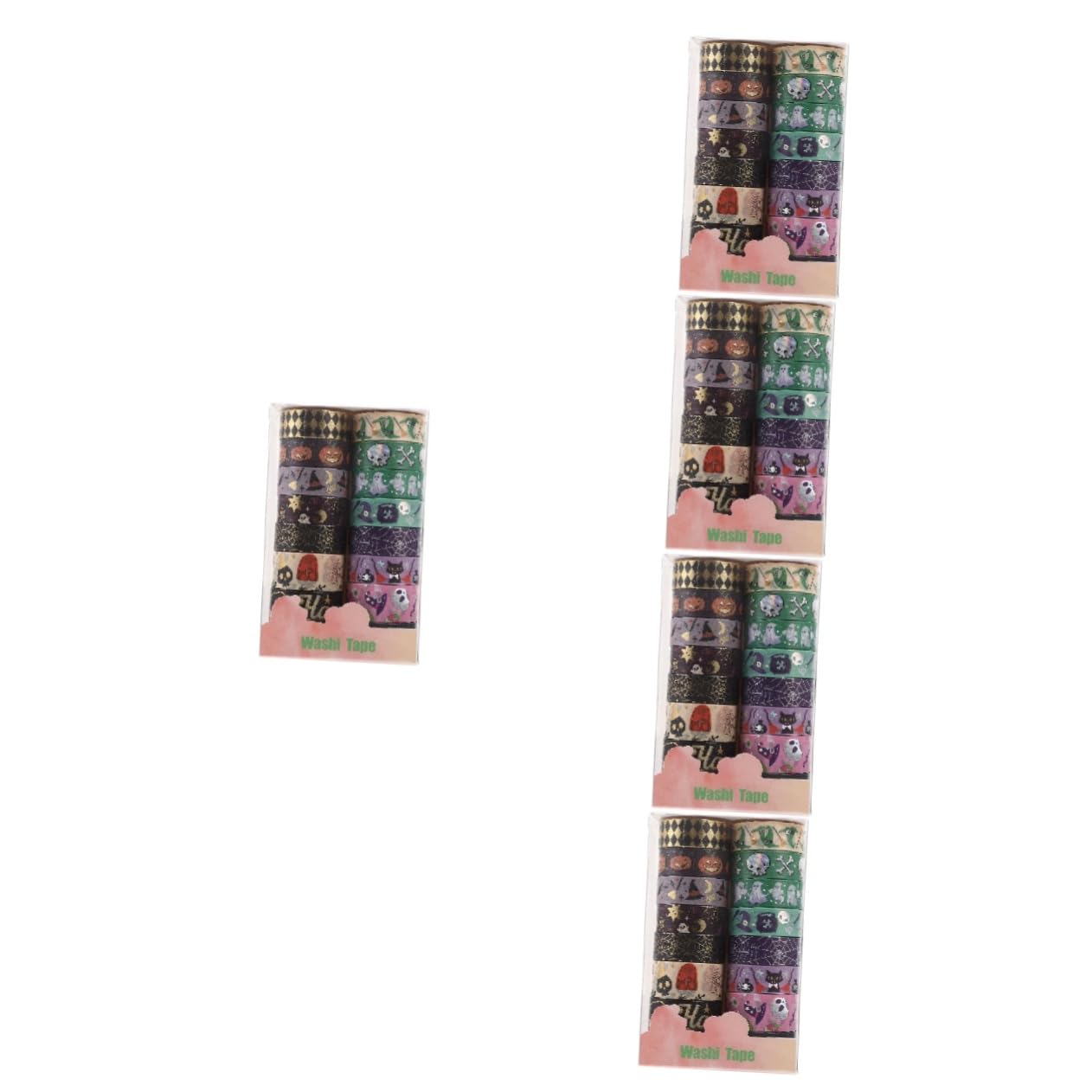 DOITOOL 5 Ensembles Ruban Adhésif Décoratif Halloween Washi Tape Avec Motifs Élégants Pour Scrapbooking Et Bricolage Pour Journaling Et Créatifs 16 Rouleaux*5