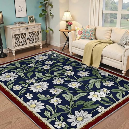 Tapis lavables machine bohèmes blooming flowers pour simplifier le nettoyage - 3
