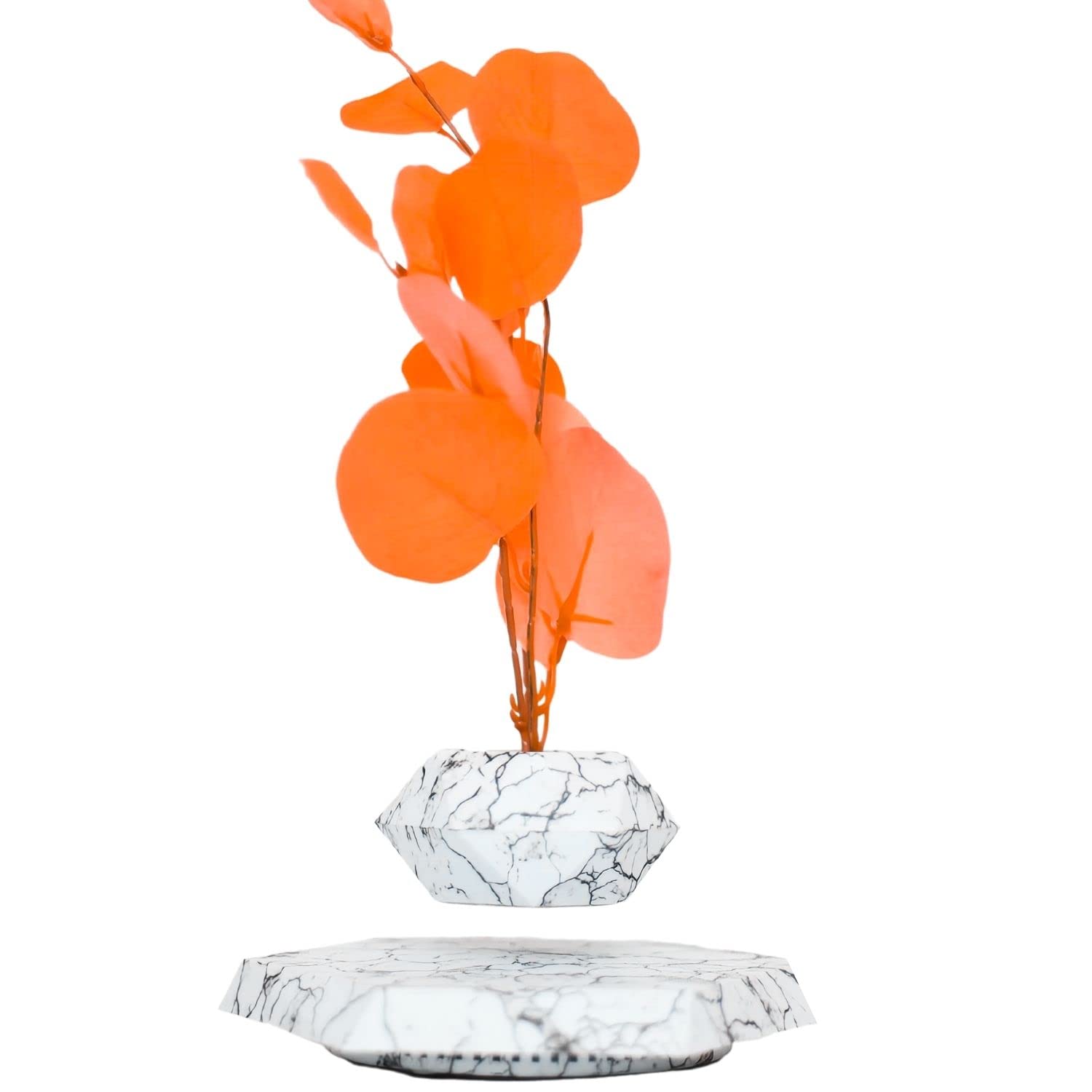 MOOCCI Floating Plant Pot - Magnetic Levitating Plant Pot for Succulents, Air Bonsai and Fake Flowers and Plants, Unique Decor for Home, Office and Desk (Marble)