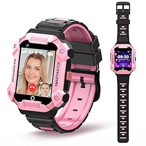 PTHTECHUS® Kids Smartwatch, Multi-functional, 4G, Smartwatch, For Kids, Calling, Video Chatting, GPS Location, WIFI SOS, Pedometer, Wristwatch, For Children, Watching Watch, Bluetooth, Two-Way Calling, IP67 Waterproof, Kids Tracker, Phone, Camera, Music, Photo Taking Pictures, Birthday / Graduation Gift / Entrance / School / Back to School / Present Gift for Girls Boys (Pink)
