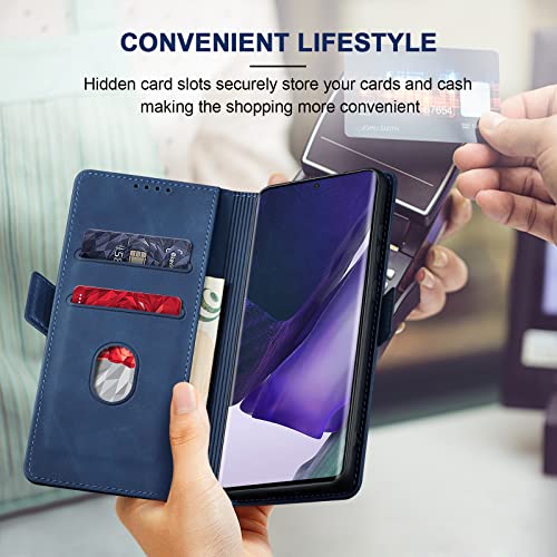 Image of Jasonyu Flip Wallet Case for Samsung Galaxy Note 20 Ultra,Blue