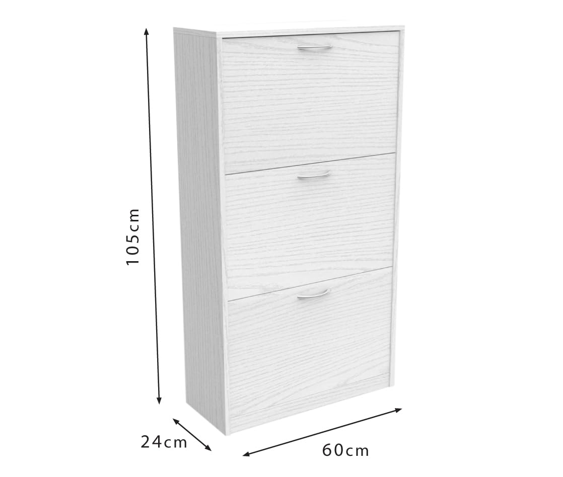 DORMIDAN- Zapatero 3 puertas, mueble armario, gran capacidad (Roble)