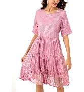 Sequin Babydoll Summer Dress，Sparkly Glitter Dress Short Flowy Tiered Tunic Dress for Women Party...